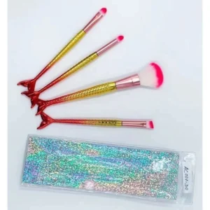 Kit 4 Pincel Sereia de Maquiagem Para Sobra Blush Contorno Pó Sombra